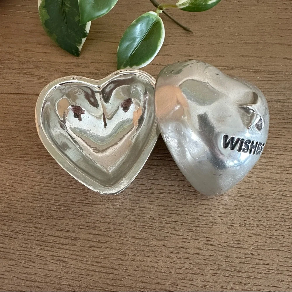 Silver Heart-Shaped Trinket Box with Lid